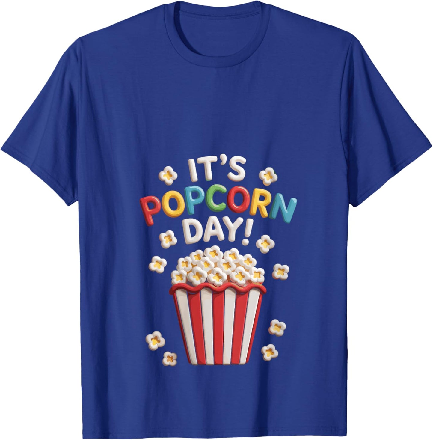 Women's Retro It’s Popcorn Day Funny Celebration Movie Design V-Neck T-Shirt - T-Shirt | Royal