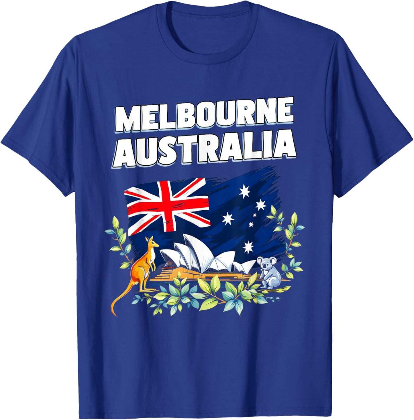 Melbourne Australia Souvenir Australian Flag Kangaroo Koala T-Shirt - T-Shirt | Royal