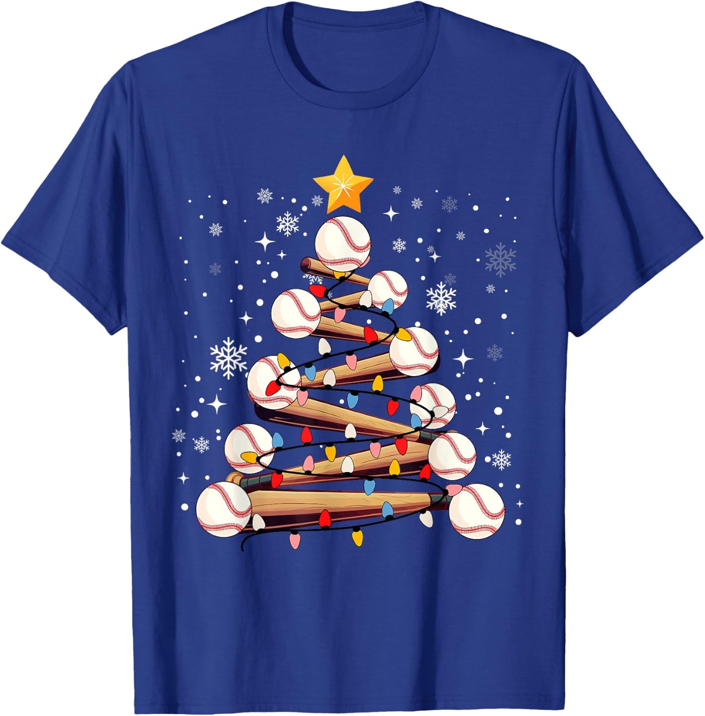 Baseball Christmas Tree Light Xmas Baseball Boys Kids T-Shirt - T-Shirt | Royal