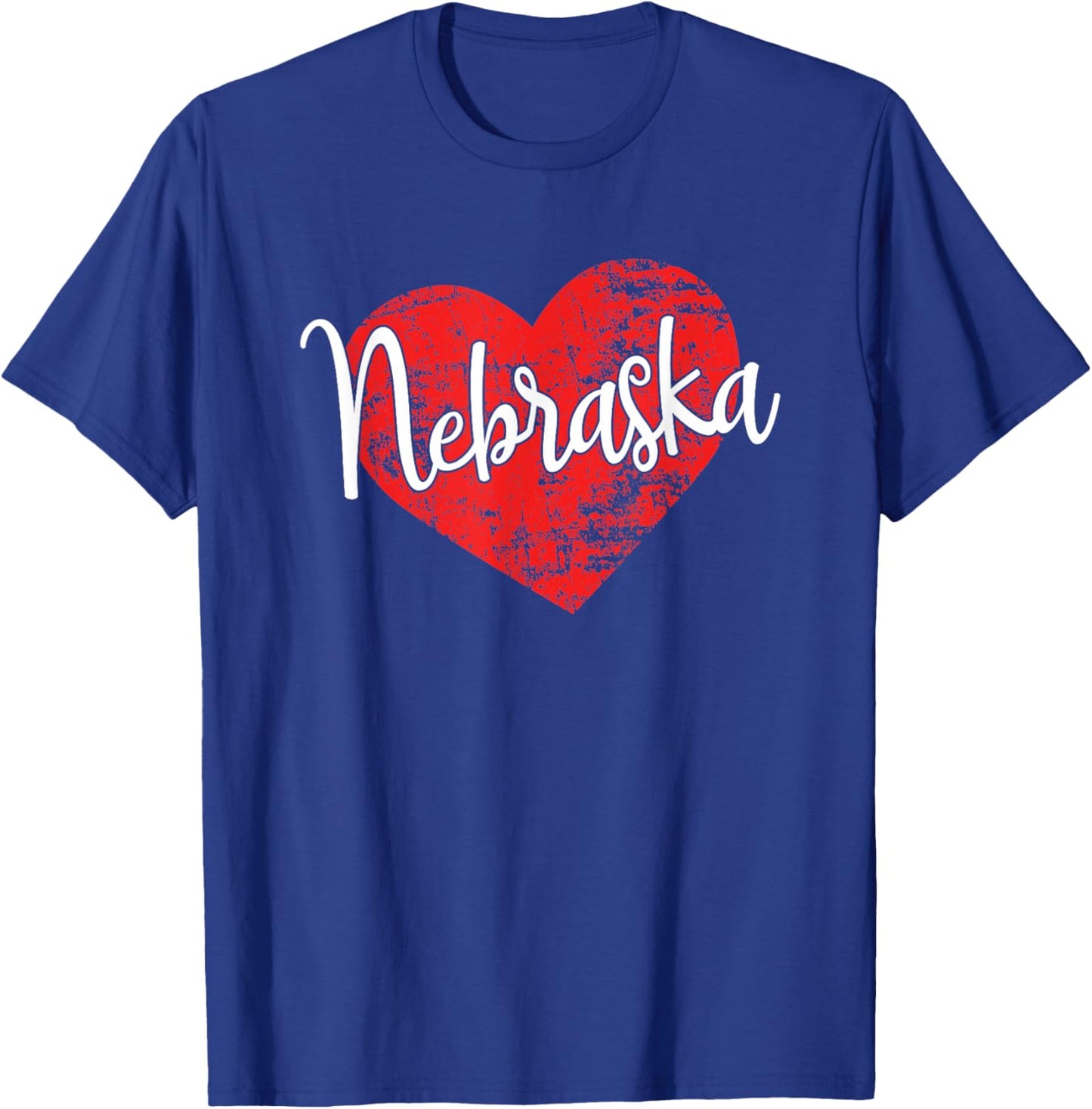 Nebraska Love Cool Grunge Heart Fun Nebraska Pride T-Shirt - T-Shirt | Royal