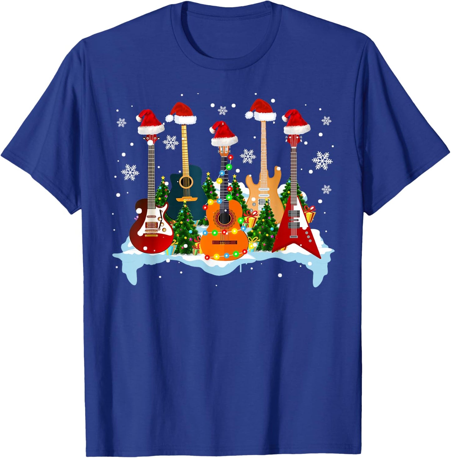 Christmas Guitar Tree Funny Guitarist Christmas T-Shirt - T-Shirt | Royal