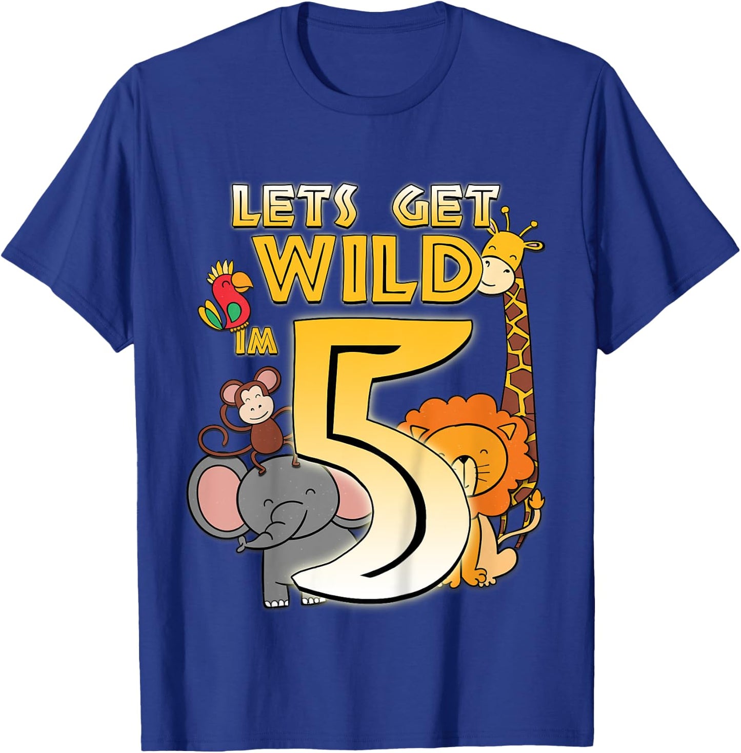 5 Years Old Zoo Animals Safari 5th Birthday Boys Girls T-Shirt - T-Shirt | Royal