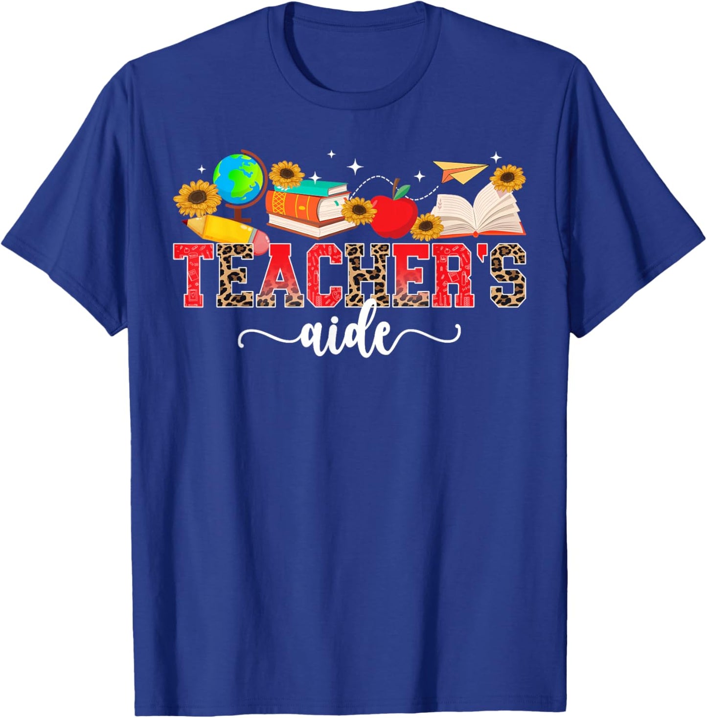 Teacher's Aide Leopard Teacher Aide Teaching Assistant T-Shirt - T-Shirt | Royal