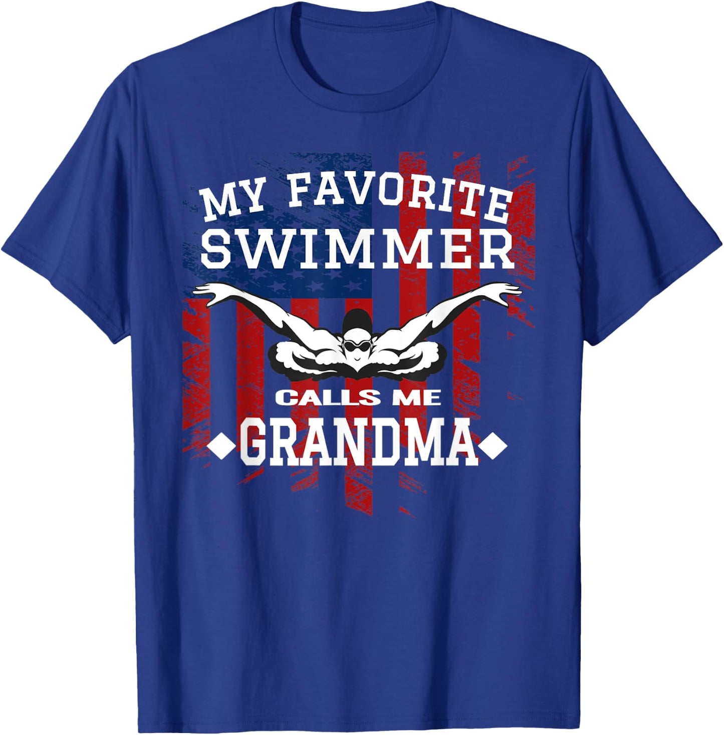 Swim Grandma Funny US American Flag Swimming Gift Men T-Shirt - T-Shirt | Royal