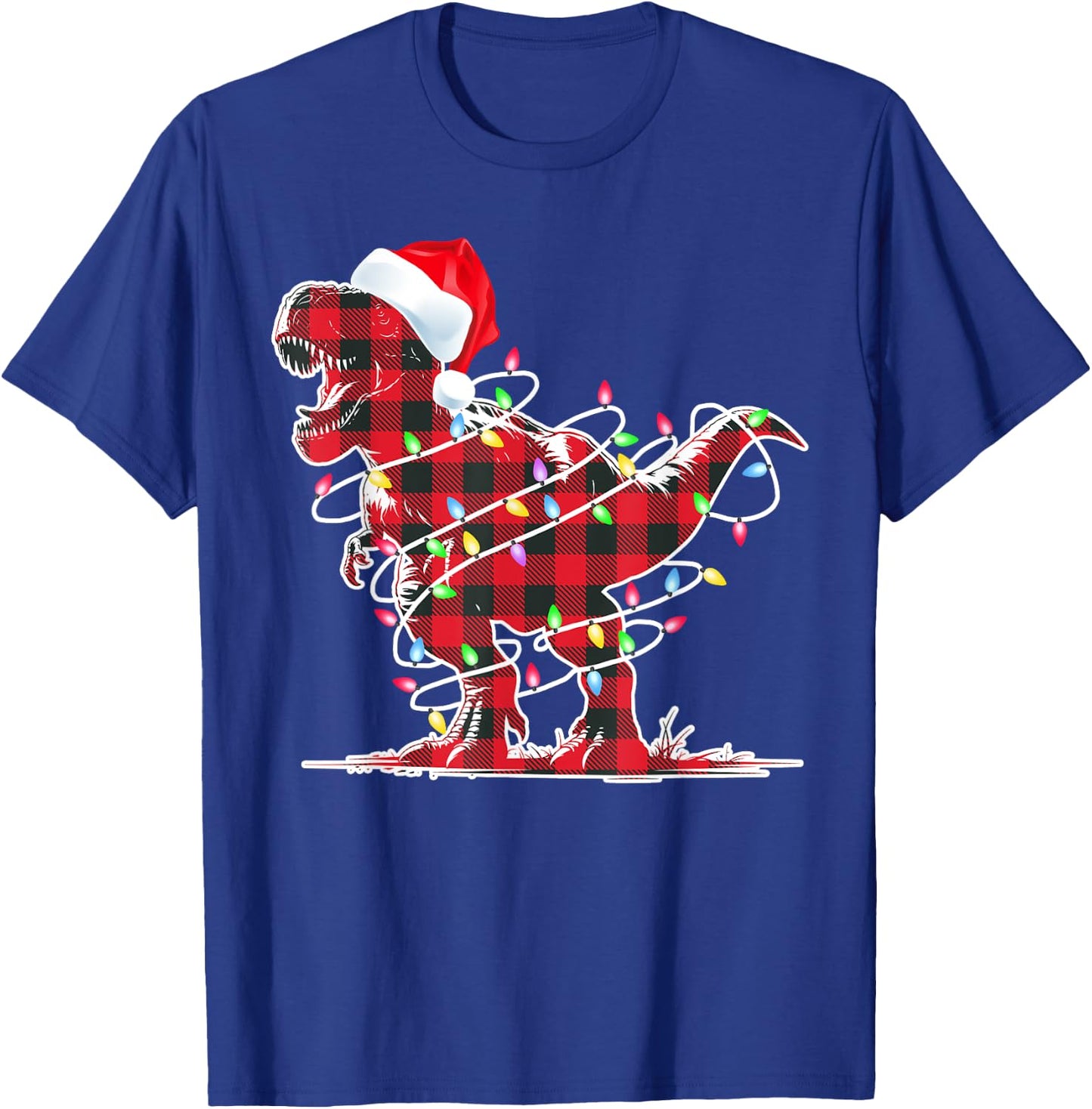 T Rex Red Plaid Dinosaur Christmas Pajamas Toddler Boys Kids T-Shirt - T-Shirt | Royal