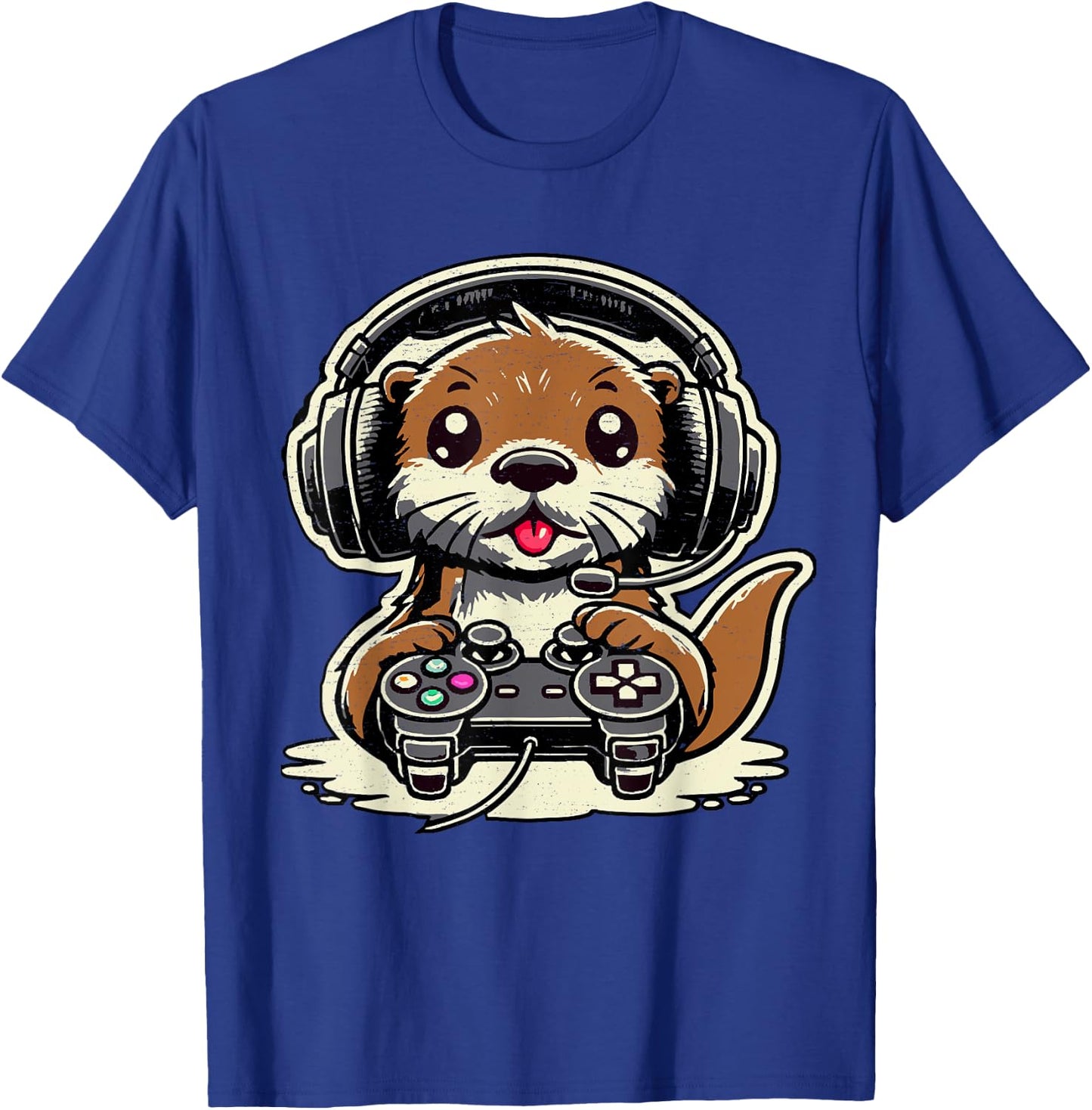 Funny Gaming Otter Gamer Sea Otter Lover Animal Video Game T-Shirt - T-Shirt | Royal