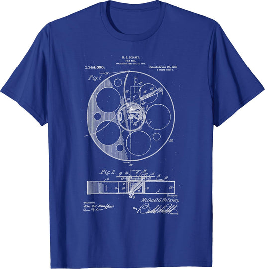 Retro Vintage Camera Filmmaker Film Reel Patent T-Shirt - T-Shirt | Royal