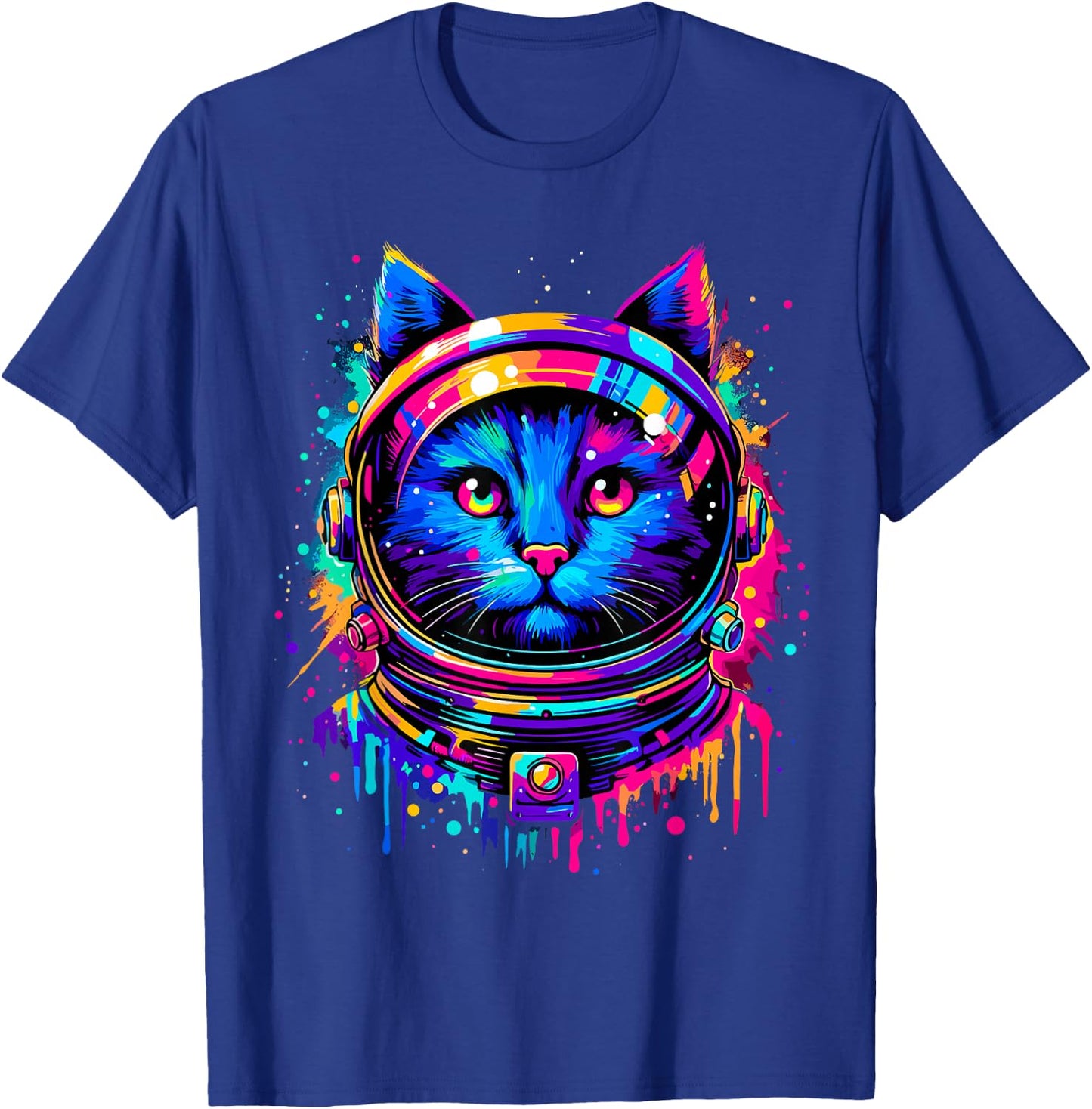 Cat Astronaut Space Funny Cat T-Shirt - T-Shirt | Royal