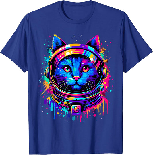 Cat Astronaut Space Funny Cat T-Shirt - T-Shirt | Royal