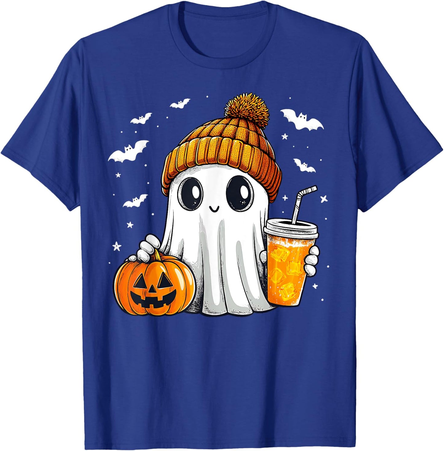 Halloween Ghost Pumpkin Spice Latte Autumn Fall Coffee Lover T-Shirt - T-Shirt | Royal