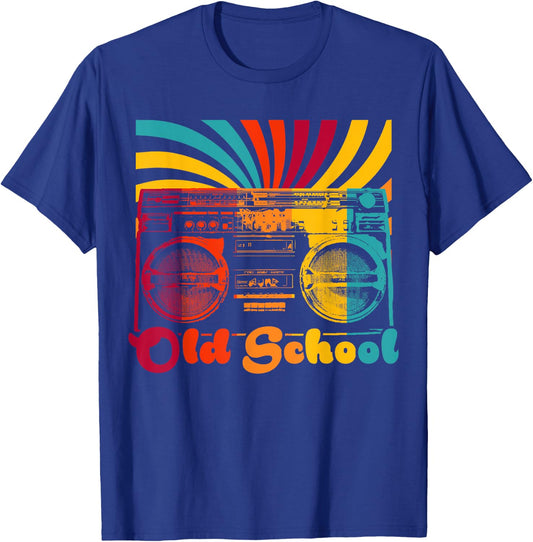 Retro Old School Cool Portable Boombox cassette HipHop Gift T-Shirt - T-Shirt | Royal