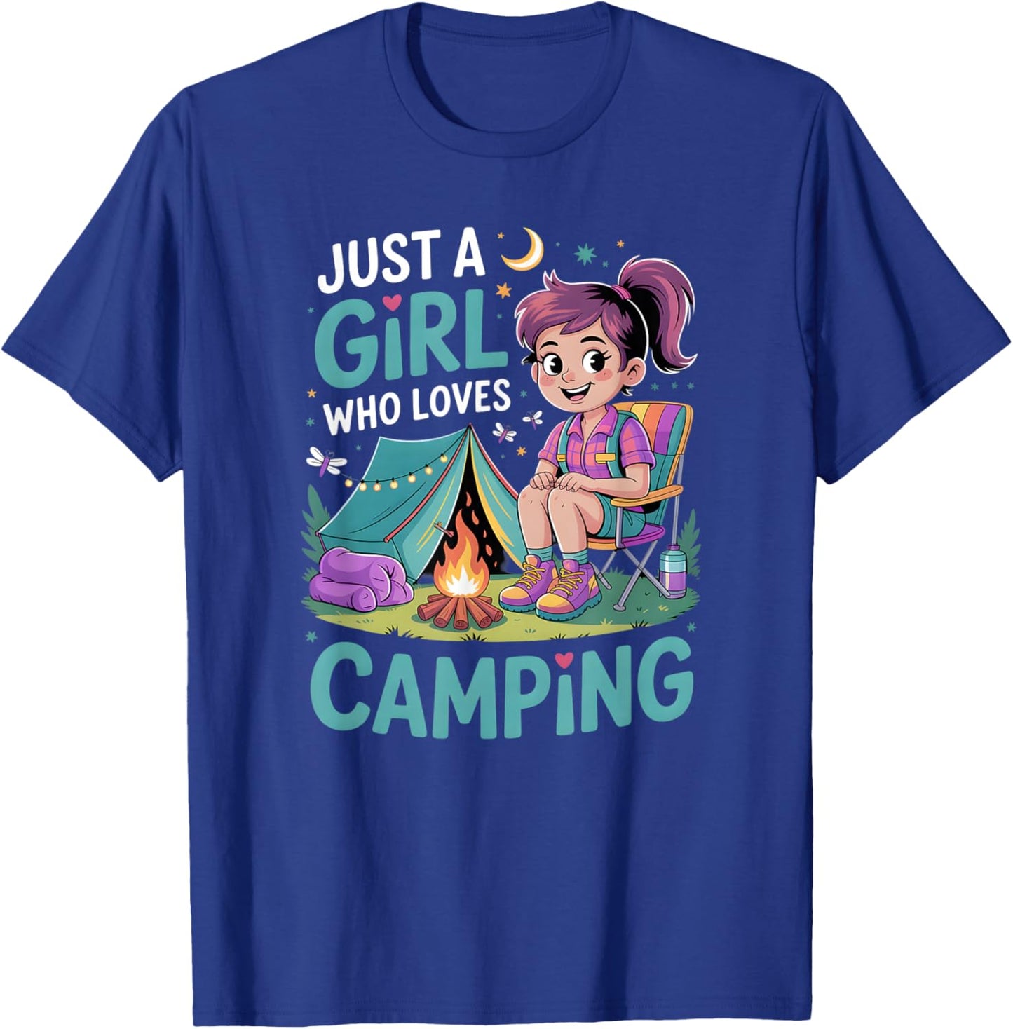 Girls Camping T-Shirt - T-Shirt | Royal