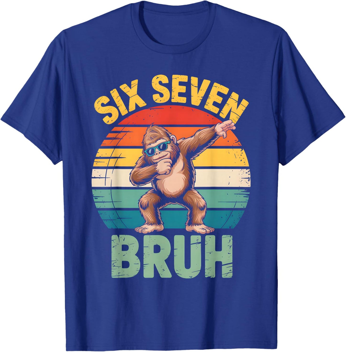 Funny 67 Meme Boys Kids 6 7 Dabbing Six Seven Bruh Bigfoot T-Shirt - T-Shirt | Royal