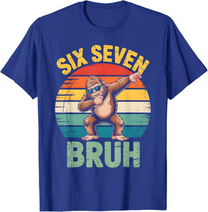 Funny 67 Meme Boys Kids 6 7 Dabbing Six Seven Bruh Bigfoot T-Shirt - T-Shirt | Royal