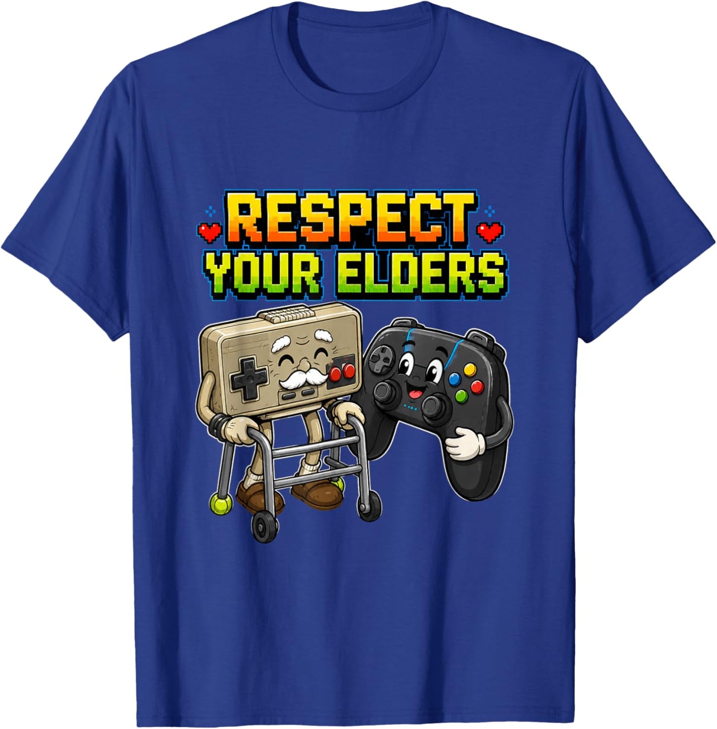 Respect Your Elders Funny Retro Gamer Controller Gift T-Shirt - T-Shirt | Royal