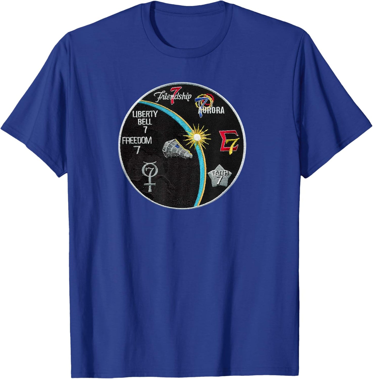 NASA Project Mercury Commemorative Patch T-Shirt - T-Shirt | Royal