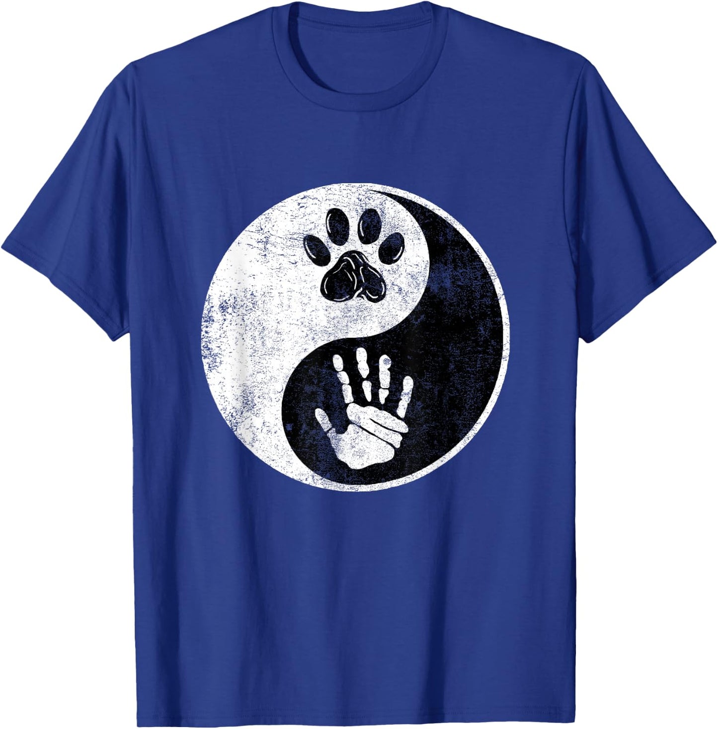 Paw Hand Yin Yang Cute Pet and Owner Harmony Balance Gift T-Shirt - T-Shirt | Royal