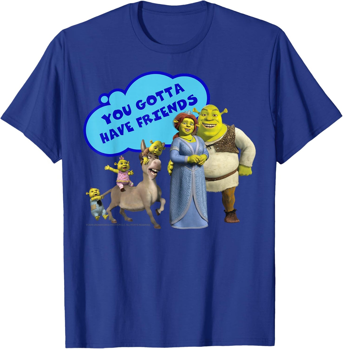 Shrek Donkey You Gotta Have Friends Bubble Text Poster T-Shirt - T-Shirt | Royal