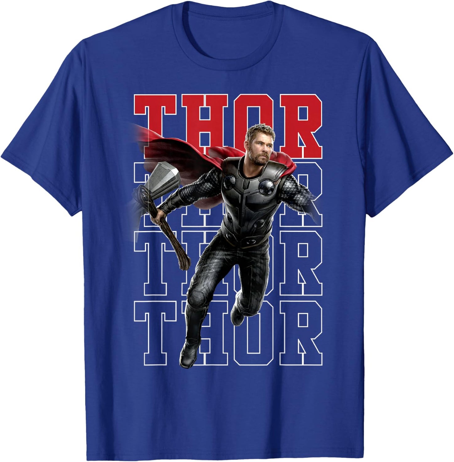 Marvel Avengers Endgame Thor Pose Name Stack T-Shirt - T-Shirt | Royal