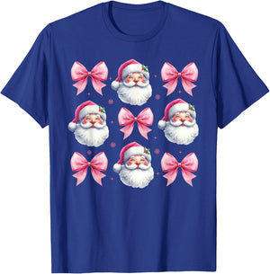 Pink Santa Christmas Shirts Christmas Coquette Bow T-Shirt - T-Shirt | Royal