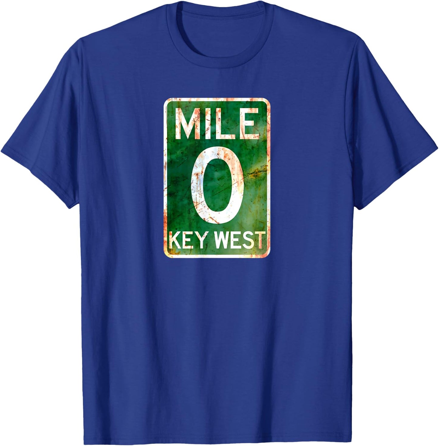 Key West T Shirt Mile 0 Florida Sign Rusted T-Shirt - T-Shirt | Royal