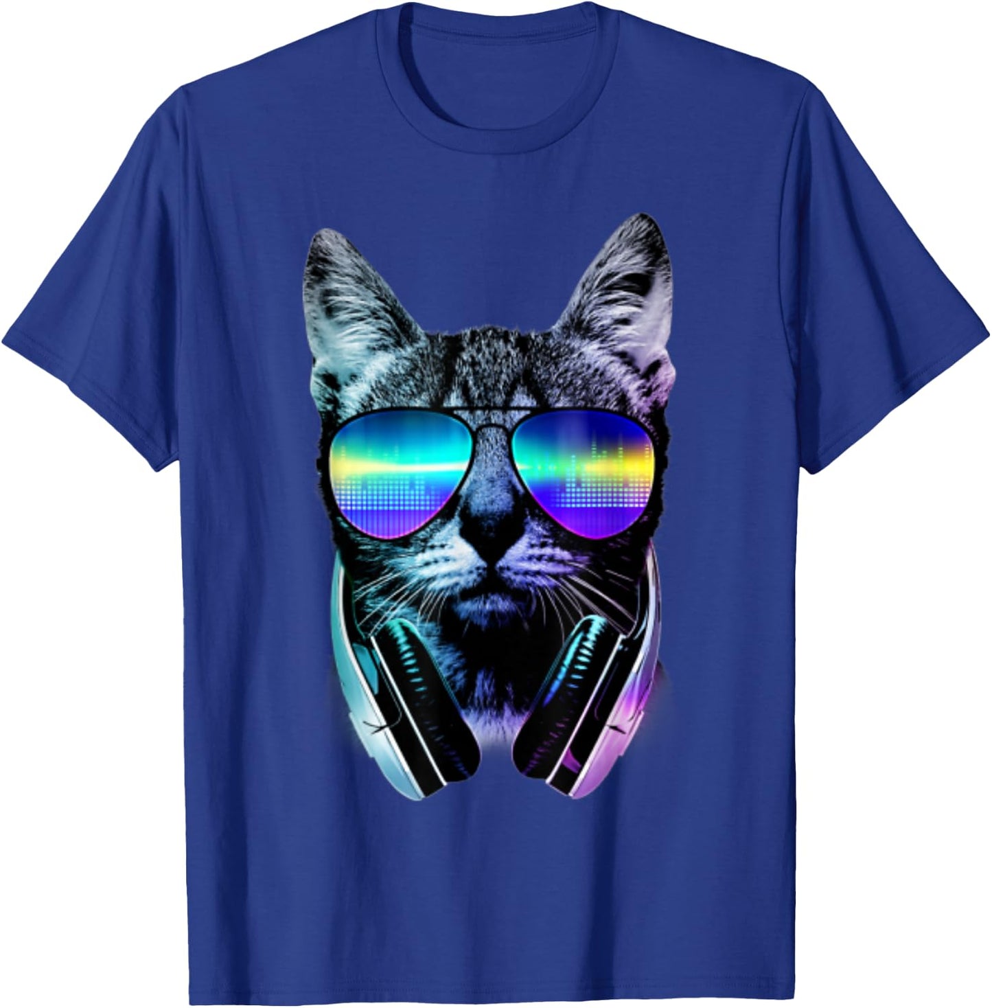 Dj Cat Headphones - Black, Small, , Cotton 100%, Short Sleeve, , Graphic, Modern, Casual, All Seasons, 1 Count T-Shirt - T-Shirt | Royal