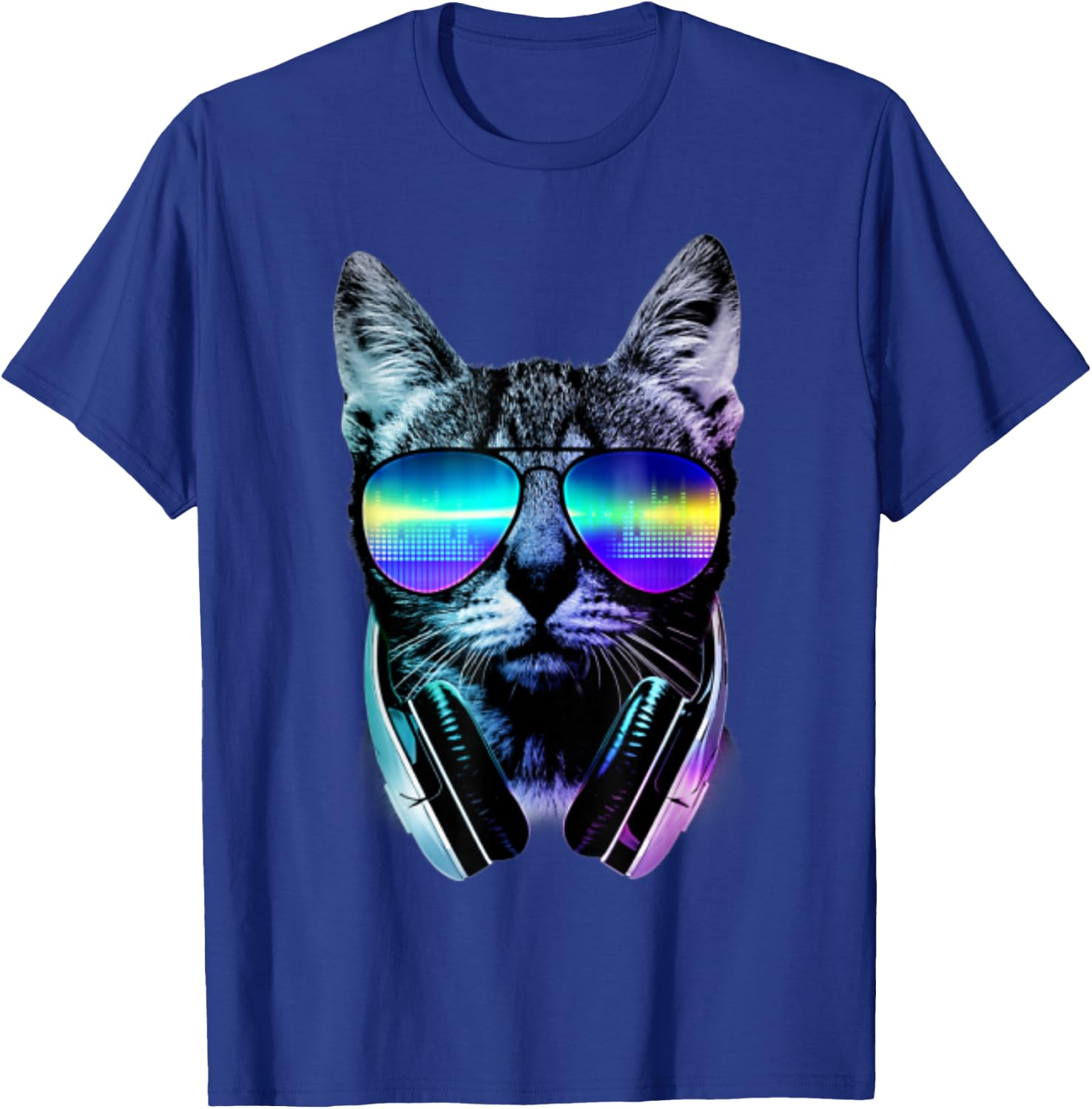 Dj Cat Headphones - Black, Small, , Cotton 100%, Short Sleeve, , Graphic, Modern, Casual, All Seasons, 1 Count T-Shirt - T-Shirt | Royal