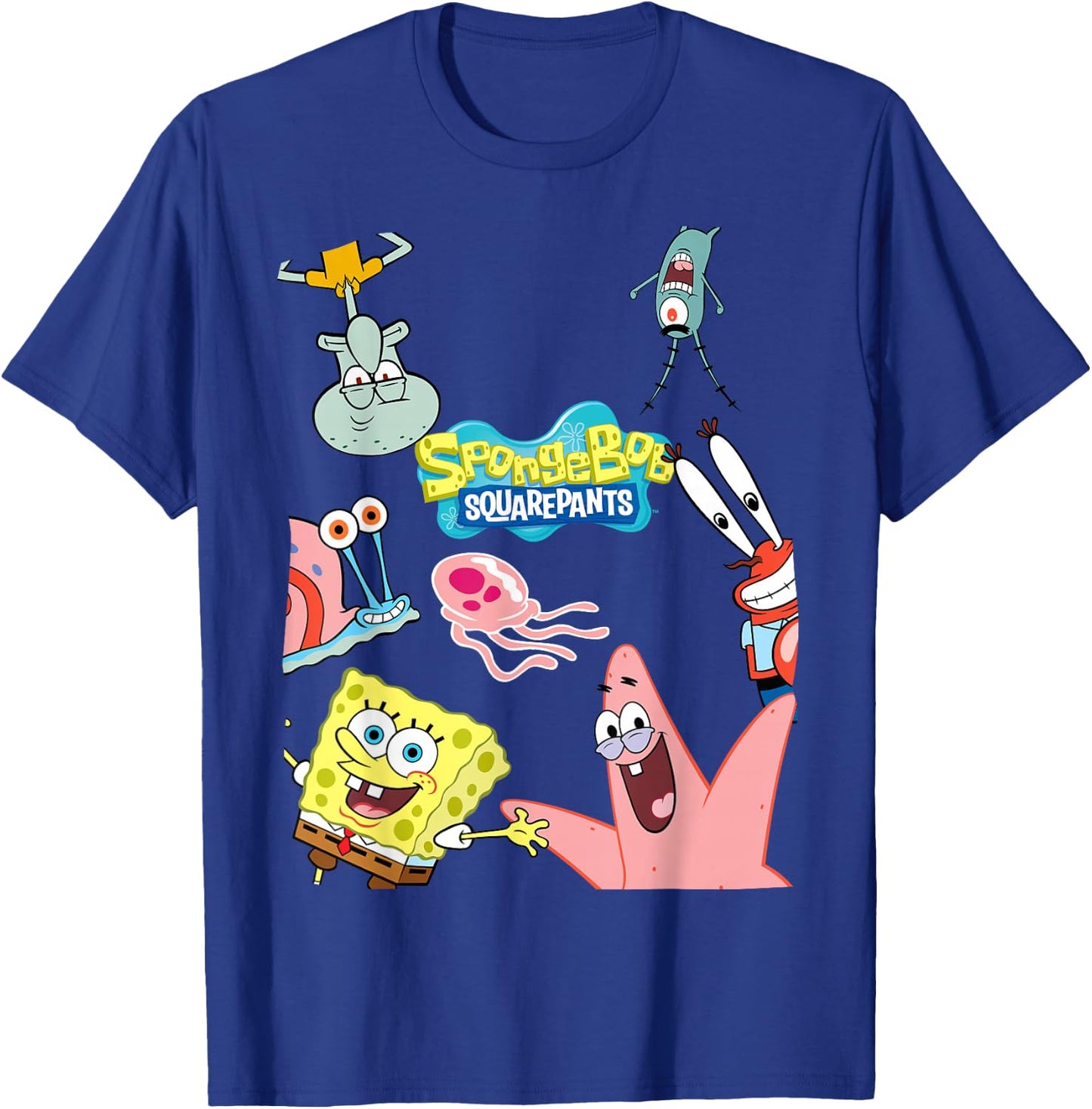 Spongebob Squarepants Logo with Friends T-Shirt - T-Shirt | Royal