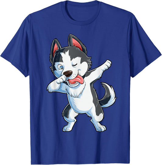 Dabbing Siberian Husky Dog Lover Boys Kids Dab Funny Gifts T-Shirt - T-Shirt | Royal