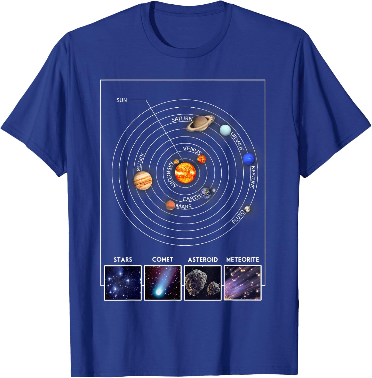 Solar System Graphic Cool Astronomy Scientist Gift T-Shirt - T-Shirt | Royal
