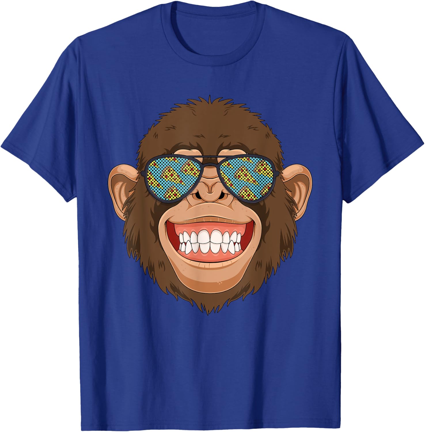 Monkey Pizza Lover With Foodie Sunglasses T-Shirt - T-Shirt | Royal