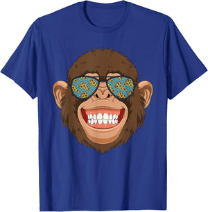 Monkey Pizza Lover With Foodie Sunglasses T-Shirt - T-Shirt | Royal