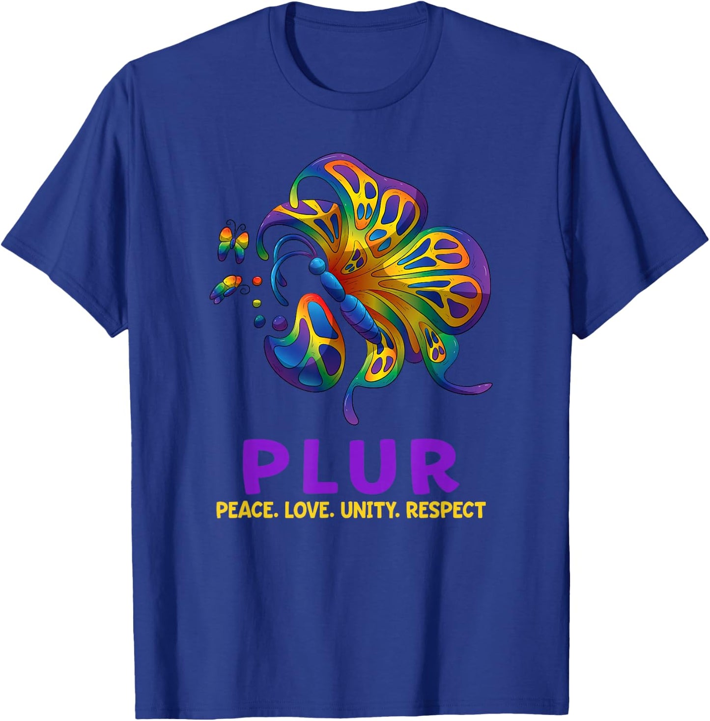 PLUR Butterfly Peace Love Unity Respect EDM House Techno DJ T-Shirt - T-Shirt | Royal