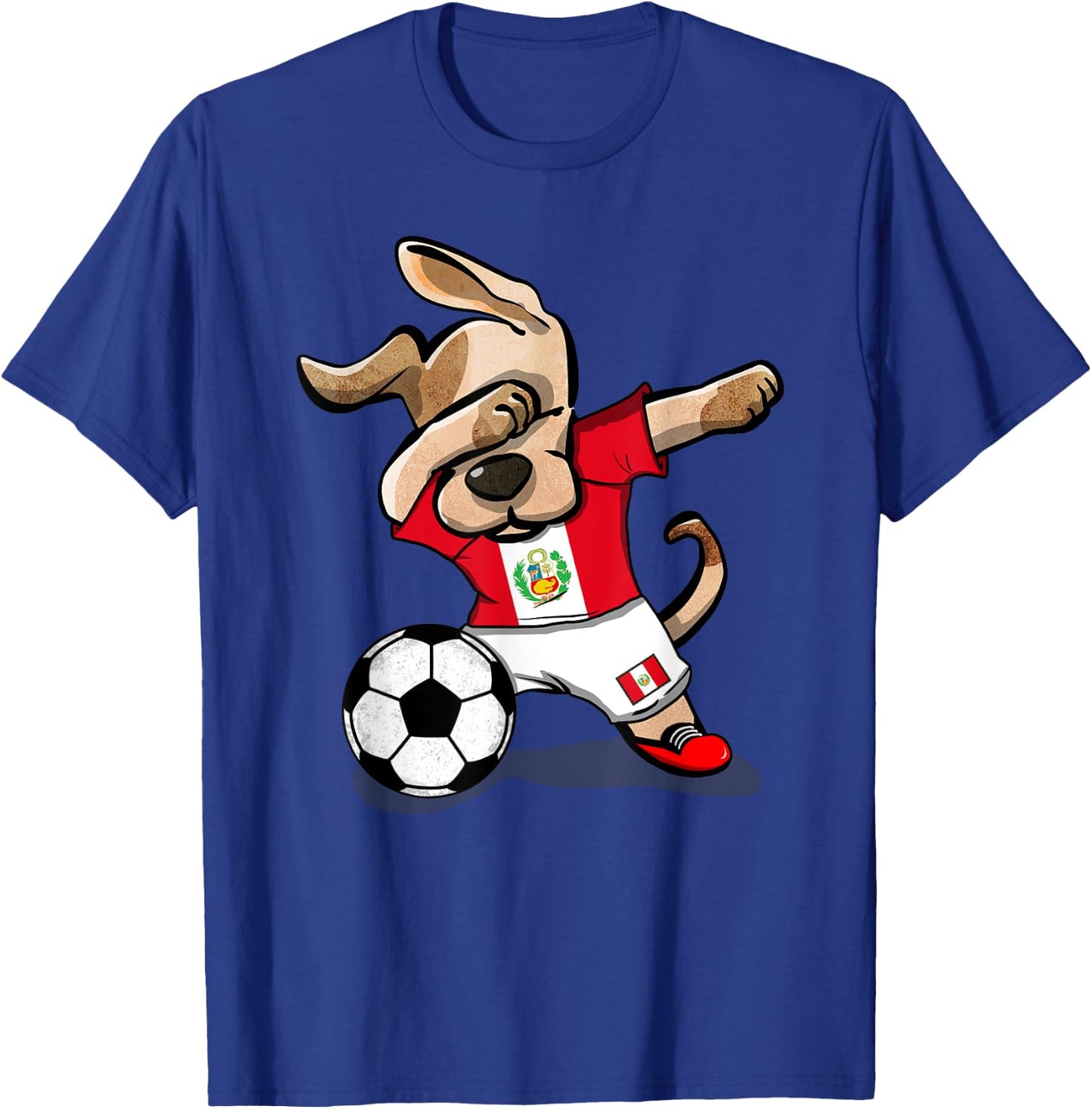 Dabbing Dog Peru Soccer Fans Jersey Peruvian Flag Football T-Shirt - T-Shirt | Royal