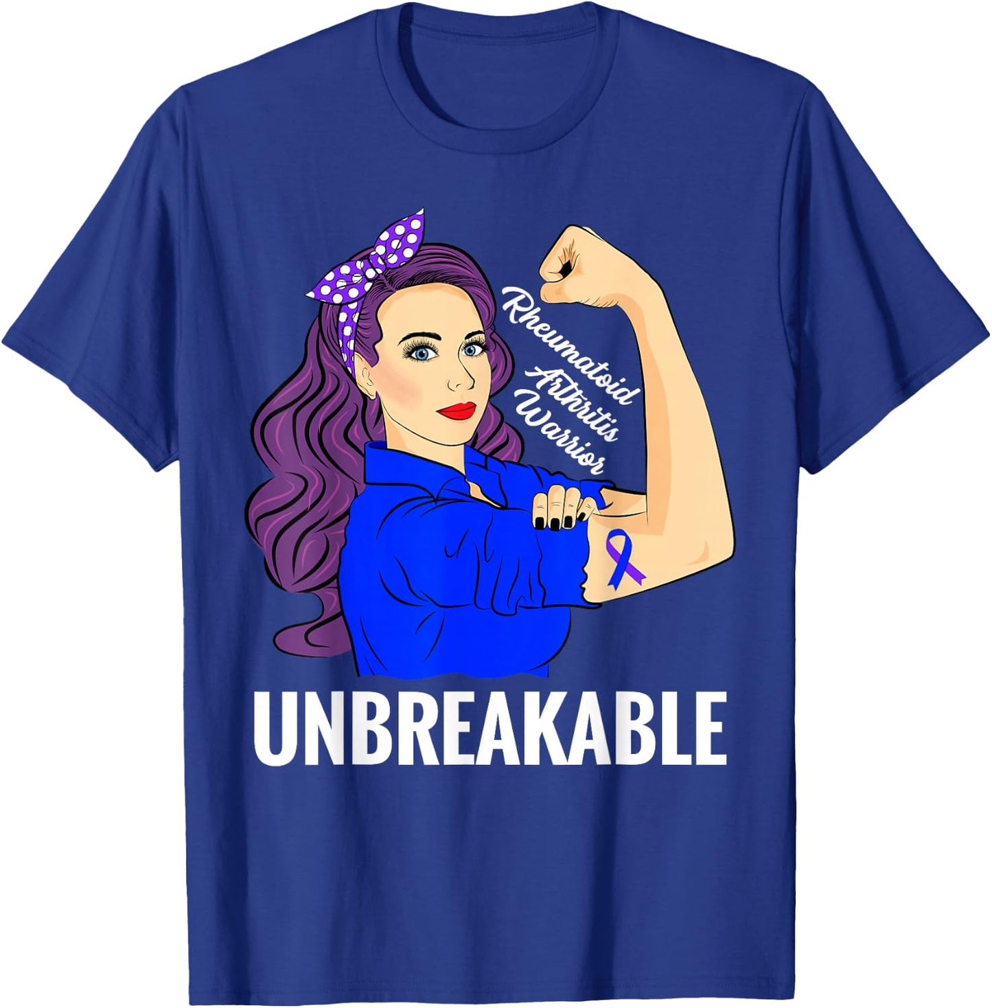 Rheumatoid Arthritis Awareness Warrior Unbreakable RA T-Shirt - T-Shirt | Royal
