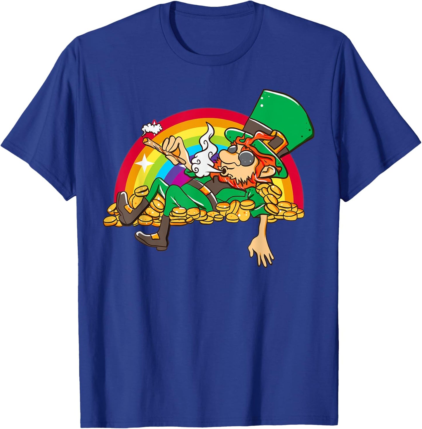 Pot Smoking Leprechaun funny St Patty's Day t T-Shirt - T-Shirt | Royal