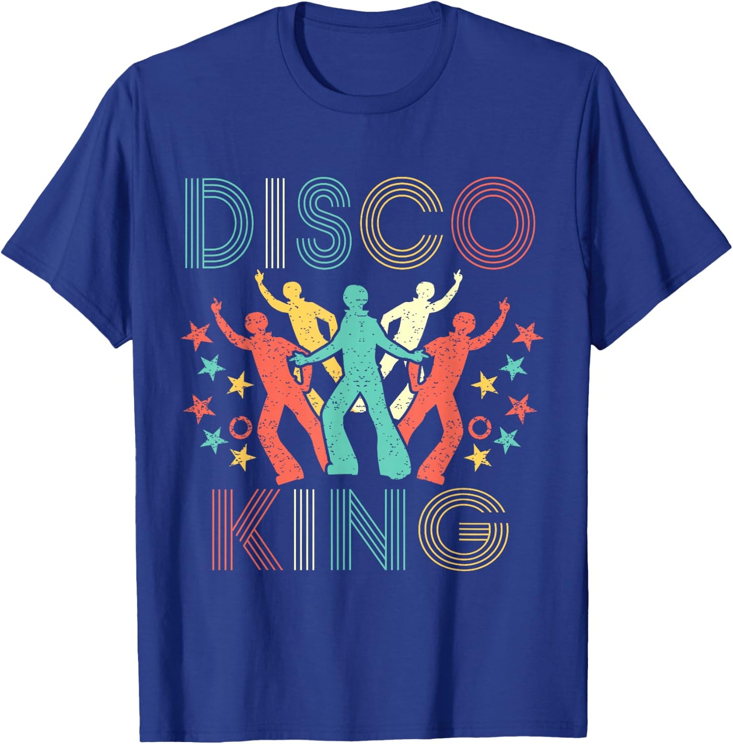 Disco King Men 1970s 1980s Distressed Dance 70s T-Shirt - T-Shirt | Royal