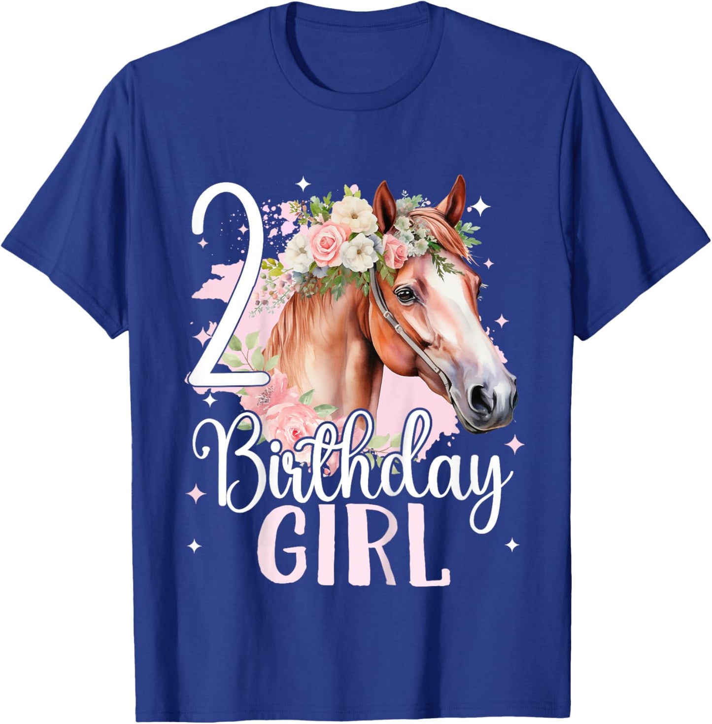 2nd Birthday Horse Girl Second birthday girl 2 years old T-Shirt - T-Shirt | Royal