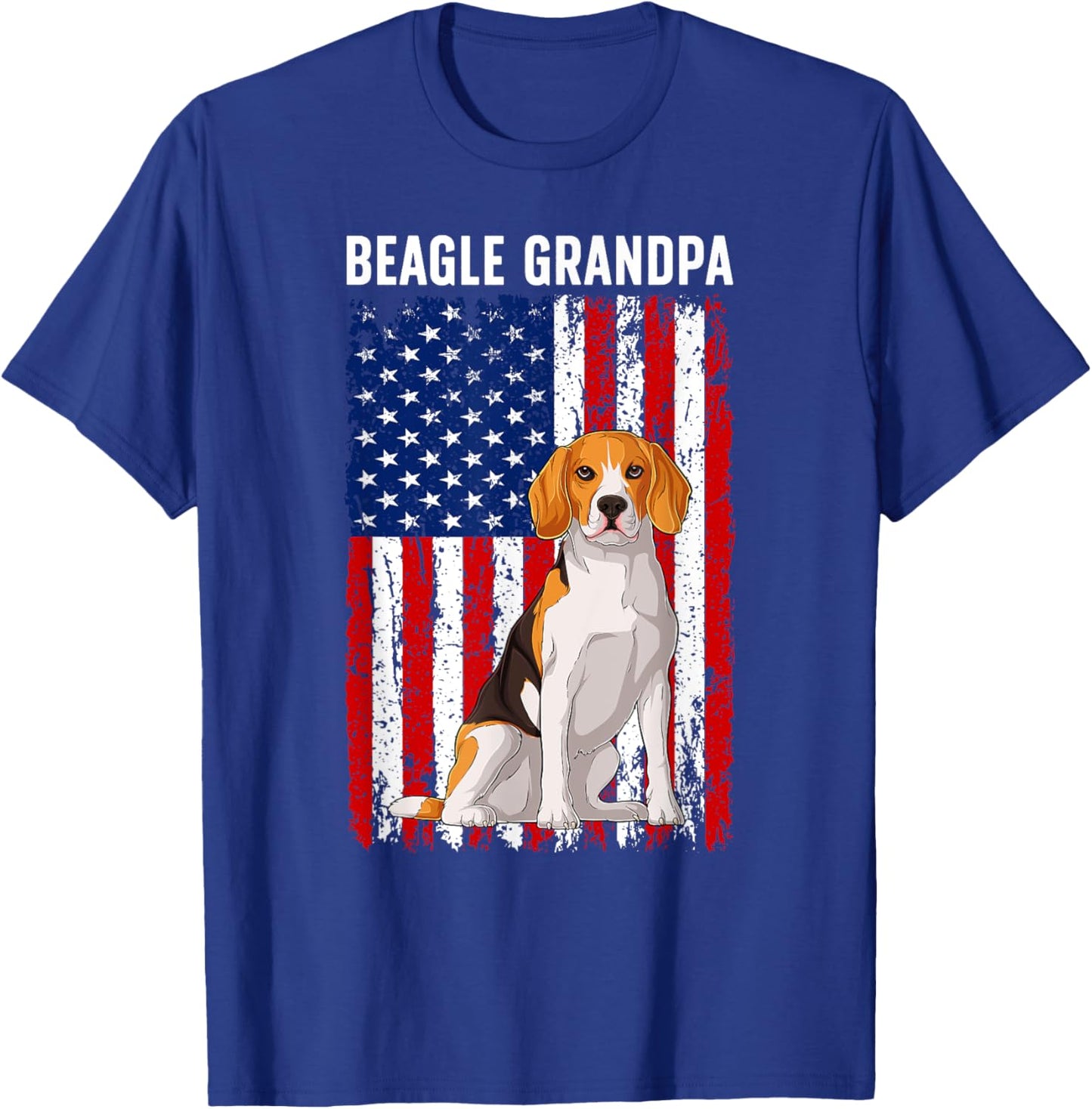 Beagle Grandpa Of A Beagle Grandfather US Flag T-Shirt - T-Shirt | Royal