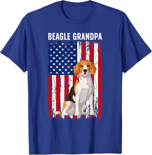 Beagle Grandpa Of A Beagle Grandfather US Flag T-Shirt - T-Shirt | Royal