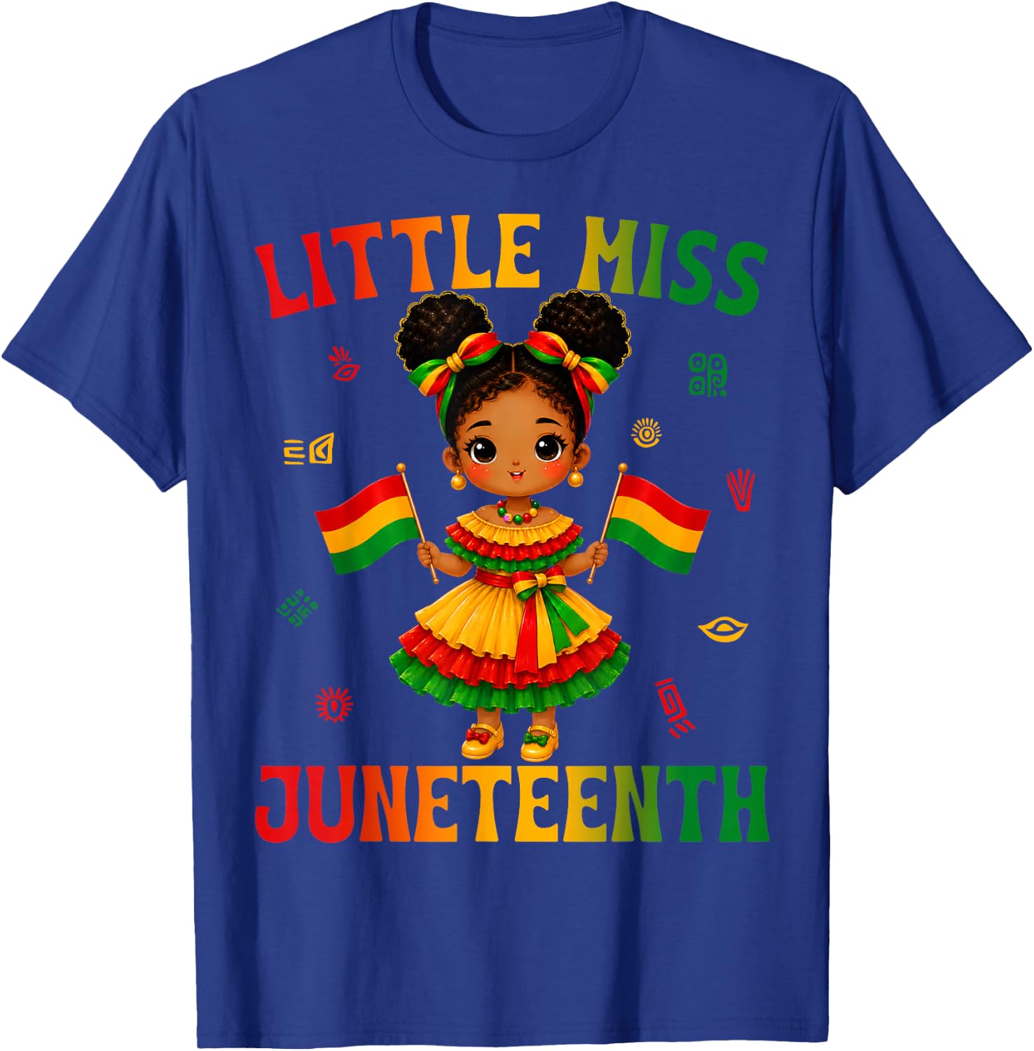 Cute Little Miss Juneteenth Black African Girl Kids Toddlers T-Shirt - T-Shirt | Royal
