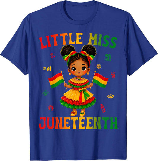 Cute Little Miss Juneteenth Black African Girl Kids Toddlers T-Shirt - T-Shirt | Royal