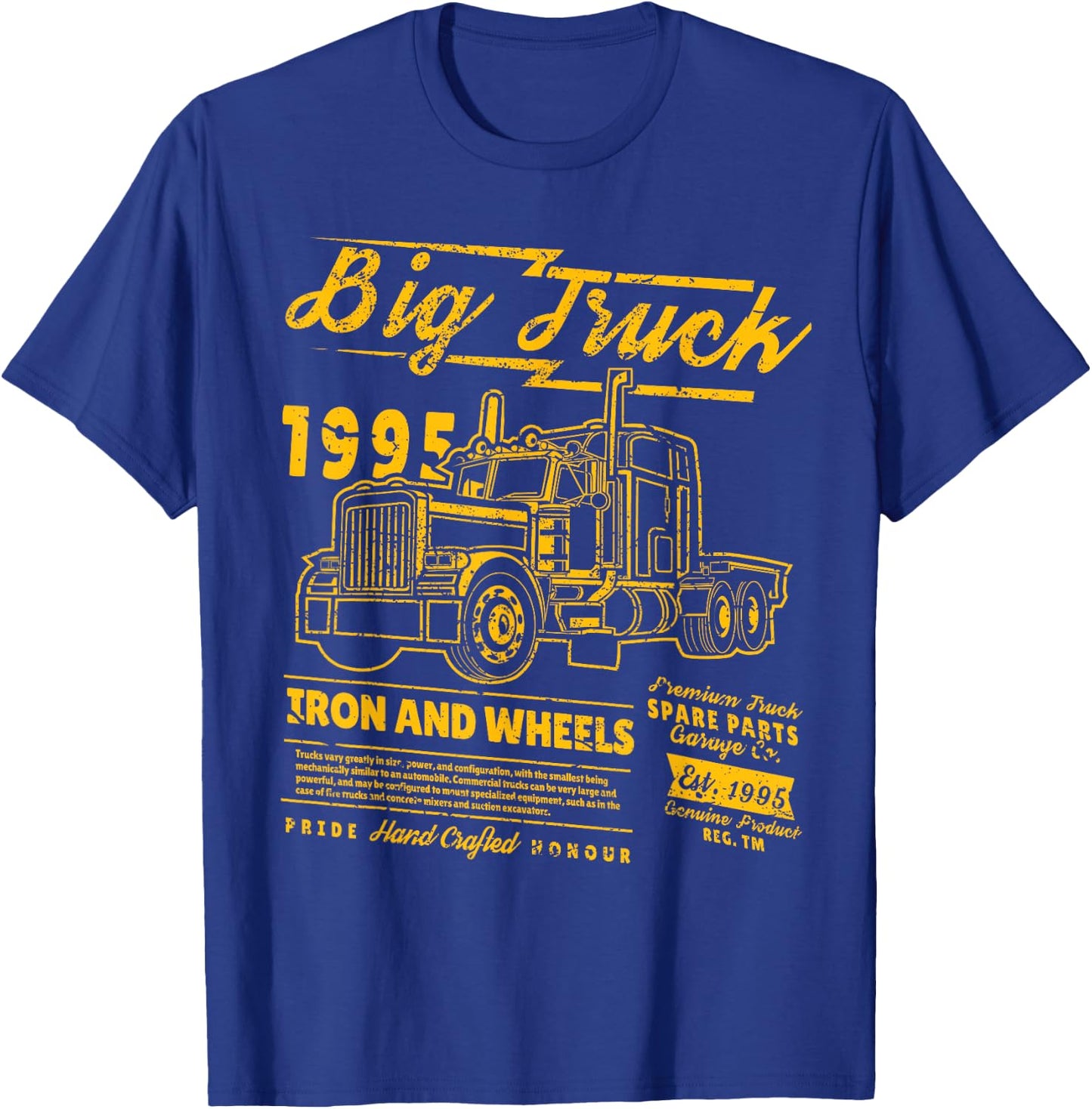 Big Truck Semi Truck Retro Distressed T-Shirt - T-Shirt | Royal