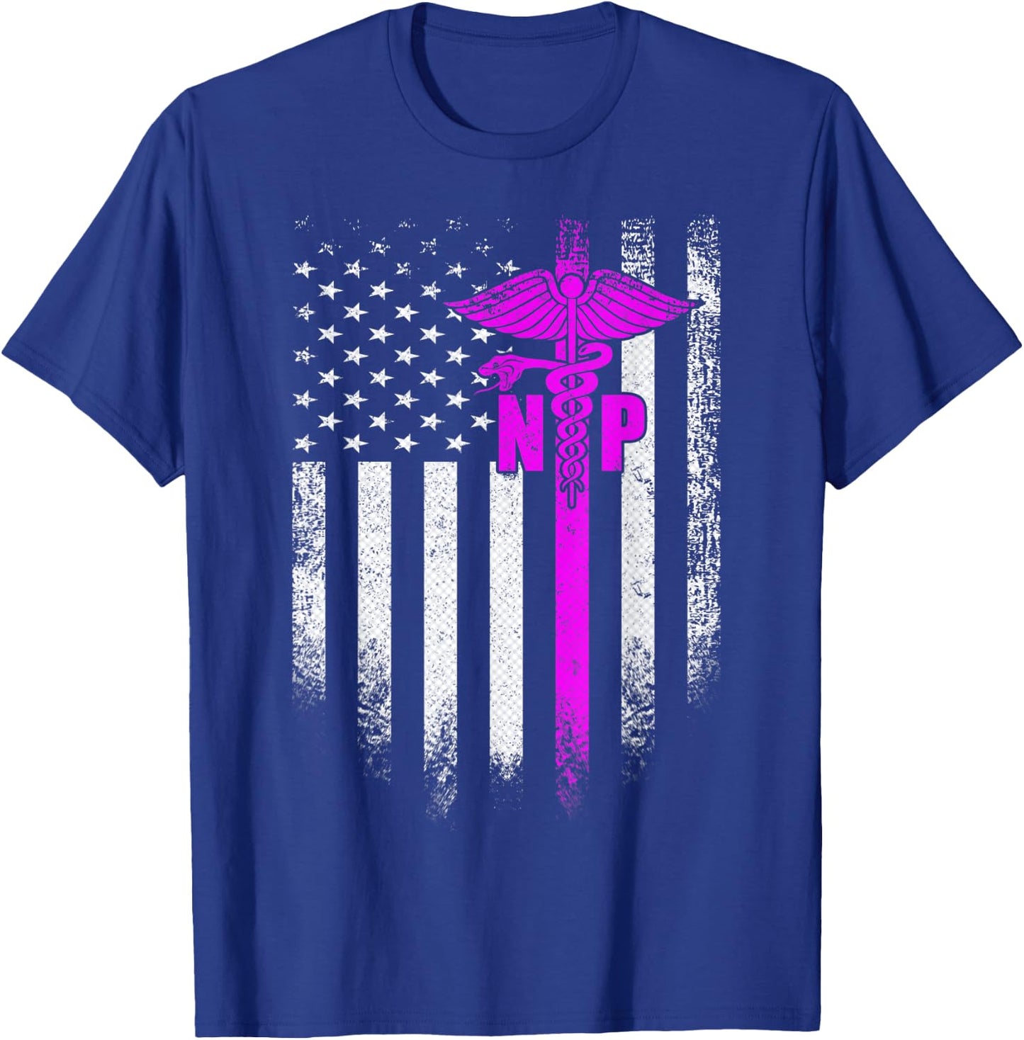 Vintage USA NP Nurse Practitioner American Flag Patriotic T-Shirt - T-Shirt | Royal