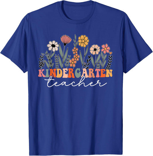 Kindergarten Teacher Wildflower Back To School T-Shirt - T-Shirt | Royal