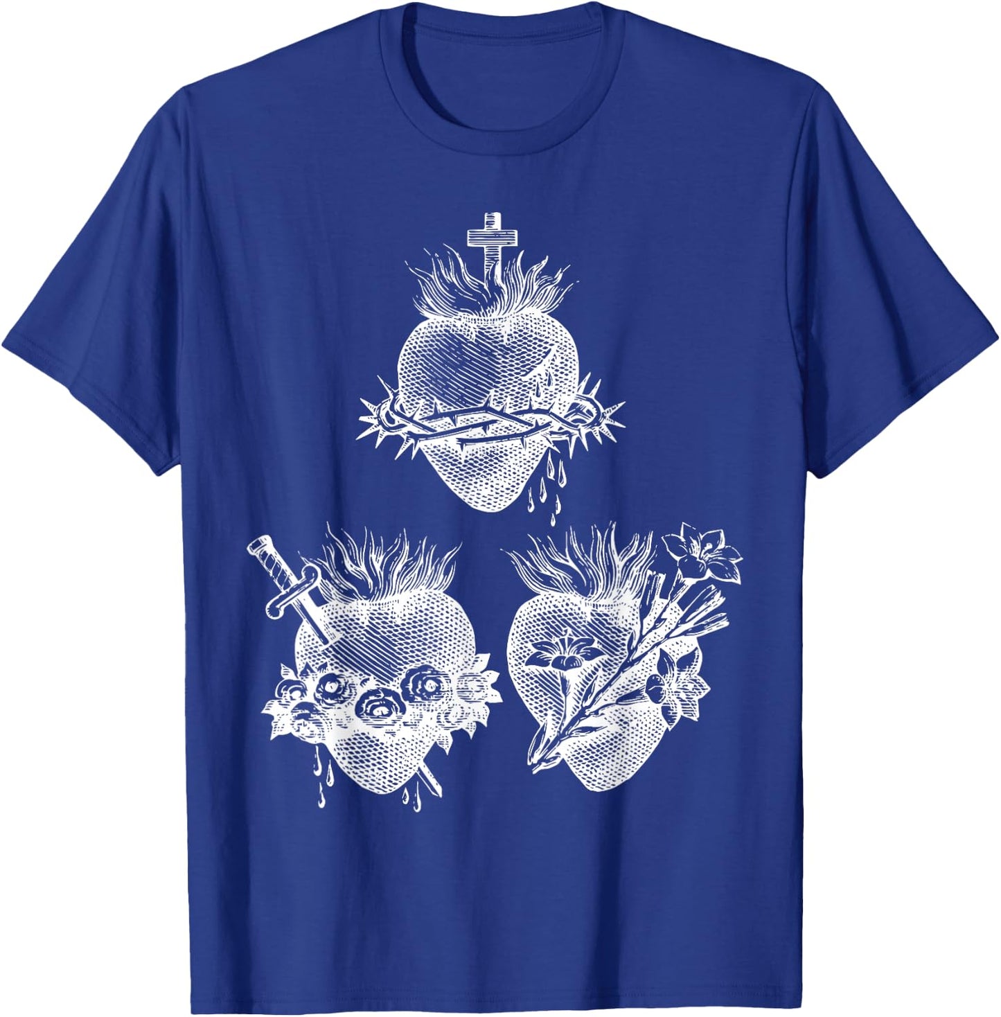 Sacred Heart of Jesus and Immaculate Heart of Mary Joseph 3W T-Shirt - T-Shirt | Royal