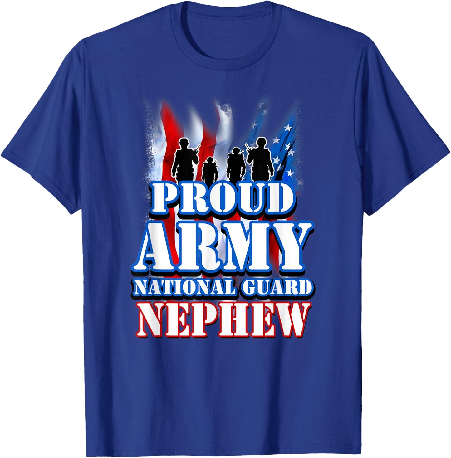 USA Flag Proud Army National Guard Nephew Kids Men T-Shirt - T-Shirt | Royal