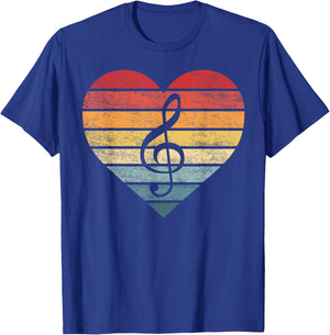 Music Teacher Gifts Retro Sunset Note Music School Musician T-Shirt - T-Shirt | Royal