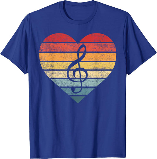 Music Teacher Gifts Retro Sunset Note Music School Musician T-Shirt - T-Shirt | Royal
