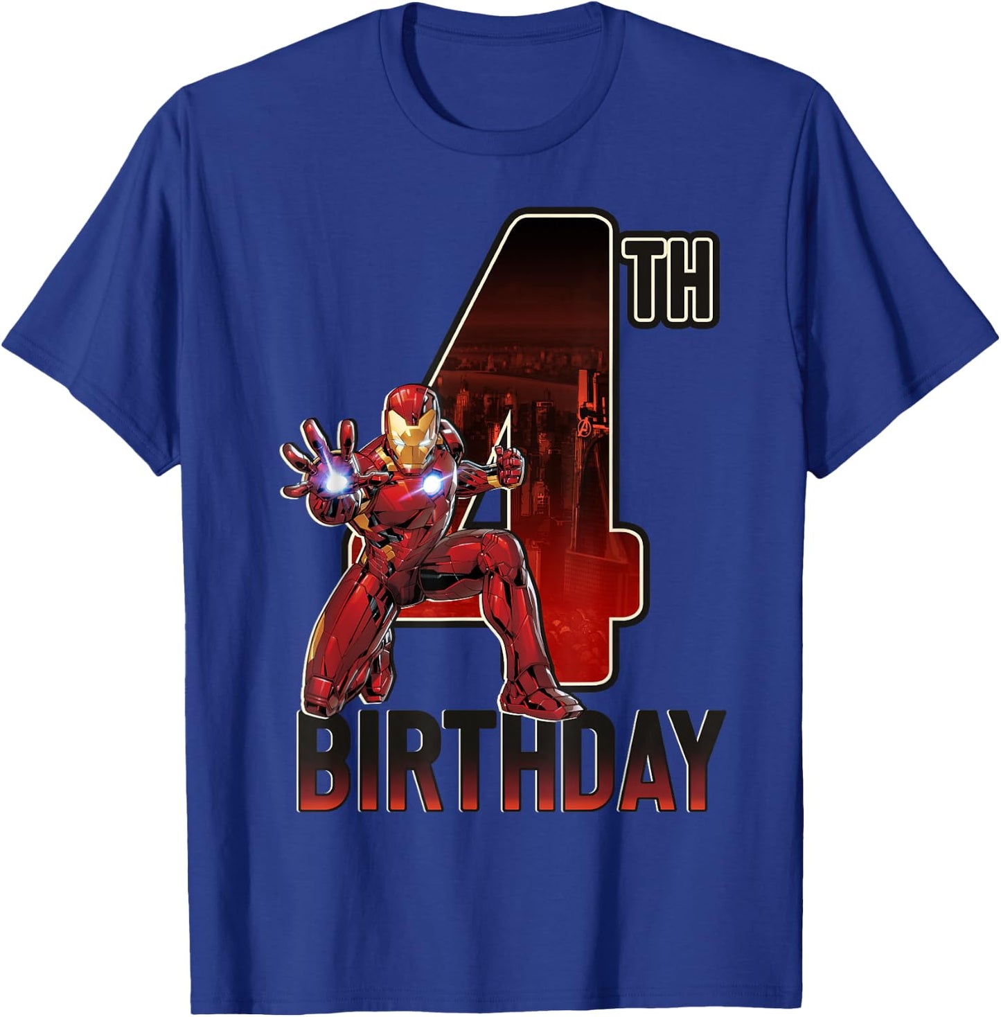 Marvel Iron Man 4th Birthday Action Pose Graphic T-Shirt - T-Shirt | Royal